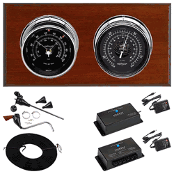 Wi-Fi Hatteras 2 Dial Weather Stations Wind, Pressure - Chrome/Black, Mahogany