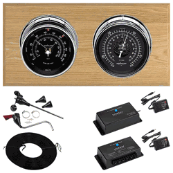 Wi-Fi Hatteras 2 Dial Weather Stations Wind, Pressure - Chrome/Black, Oak