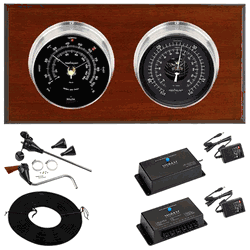 Wi-Fi Hatteras 2 Dial Weather Stations Wind, Pressure - Nickel/Black, Mahogany