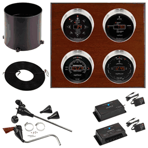 Wi-Fi Marconi 4 Dial Weather Stations Wind, Pressure, Rainfall, Tides - Nickel/Black, Mahogany