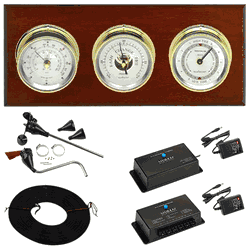 Wi-Fi Newport 3 Dial Weather Stations Wind, Pressure, Tides - Brass/Silver, Mahogany