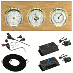 Wi-Fi Newport 3 Dial Weather Stations Wind, Pressure, Tides - Brass/Silver, Oak
