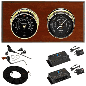 Wi-Fi Portland 2 Dial Weather Stations Wind, Pressure - Brass/Black, Mahogany