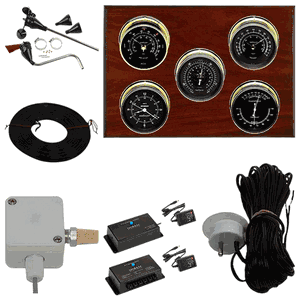 Wi-Fi Professional 5 Dial Weather Stations Wind, Pressure, Temperature, Time, Indoor Humidity - Brass/Black, Mahogany
