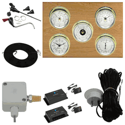 Wi-Fi Professional 5 Dial Weather Stations Wind, Pressure, Temperature, Time, Indoor Humidity - Brass/Silver, Oak