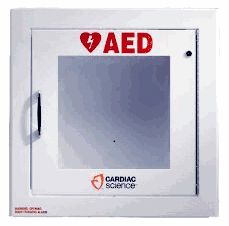 Cardiac Science AED Wall Cabinet: Semi-Recessed with Alarm, Security Enabled