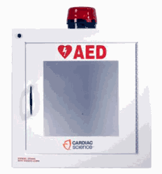 Cardiac Science AED Wall Cabinet: Surface Mount with Alarm & Strobe, Security Enabled