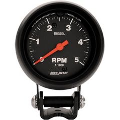 Auto Meter : 2888 2 5/8" Diesel  Tachometer - Pedestal Mount - 5000 RPM  - Black Finish