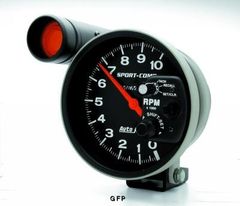 Auto Meter : 3906 5" Sport-Comp - Tachometer With Shift-Lite And Memory -  Pedestal Mount - 10,000 RPM