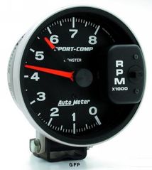 Auto Meter : 3980 5" Sport-Comp - Tachometer -  Monster - Pedestal Mount - 8,000 RPM