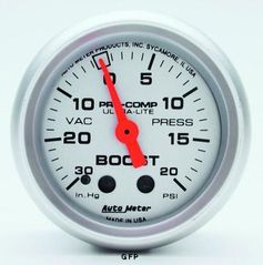 Auto Meter : 4301 2 1/16" Ultra-Lite -  Boost / Vacuum Gauge -  Mechanical - 30 In. Hg /  20 PSI