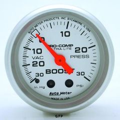 Auto Meter : 4303 2 1/16" Ultra-Lite -  Boost / Vacuum Gauge -  Mechanical - 30 In. Hg /  30 PSI