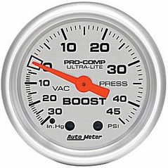 Auto Meter : 4308 : 2 1/16" - Ultra Lite - Boost / Vacuum - 30 In. Hg.-Vac/45 PSI