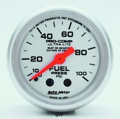 Auto Meter : 4312 2 1/16" Ultra-Lite - Fuel Pressure Gauge -  Mechanical -  0-100 PSI