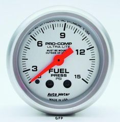 Auto Meter : 4313 2 1/16" Ultra-Lite - Fuel Pressure  Gauge With Isolator -  Mechanical -  0-15 PSI