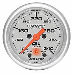 Auto Meter : 4340 : 2 1/16" - Ultra Lite - Oil Temperature With Peak Memory and Warning - 100-340 Deg F