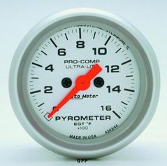 Auto Meter : 4343 2 1/16" Ultra-Lite -  Pyrometer - Electric  - Full Sweep -  0-1600 Degrees F