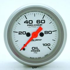 Auto Meter : 4353 2 1/16" Ultra-Lite -  Oil Pressure Gauge - Electric -  Full Sweep - 0-100 PSI
