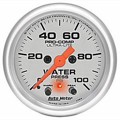 Auto Meter : 4368 : 2 1/16" - Ultra Lite - Water Pressure With Peak Memory and Warning - 0 - 100 PSI