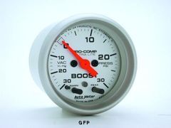 Auto Meter : 4377 2 1/16"  Ultra-Lite - Boost/Vacuum Gauge - Electric - Full Sweep - 30 In. Hg / 30 PSI  With Peak Memory And Warning