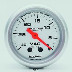 Auto Meter : 4384 2 1/16" Ultra-Lite -  Vacuum Gauge - Mechanical -   30 In. Hg