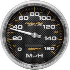 Auto Meter : 4889 5" Carbon Fiber Series - Speedometer - Electric - In Dash - Programmable - 160 MPH