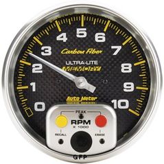 Auto Meter : 4894 5" Carbon Fiber Series - Tachometer With Memory - Electric - In Dash - 10,000 RPM