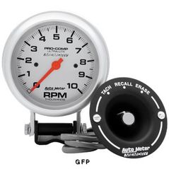 Auto Meter : 6604 3 3/4" Silver Pro-Comp - Tachometer With Memory - Pedestal Mount  - 10,000 RPM