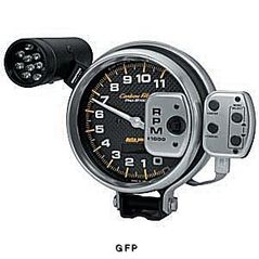 Auto Meter : 6836 5" Carbon Fiber Series - Tachometer With Memory - Electric - Pedestal Mount  -  11,000 RPM