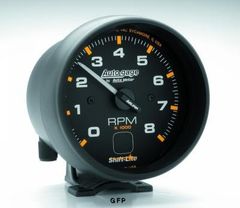 AutoGage : 2302 3 3/4" Tachometer -  8,000 RPM - Black With Shift Light On Dial