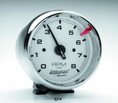 AutoGage : 2304 3 3/4" Tachometer -  8,000 RPM - Chrome With White Dial