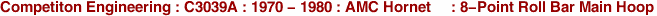 Competiton Engineering : C3039A : 1970 - 1980 : AMC Hornet     : 8-Point Roll Bar Main Hoop