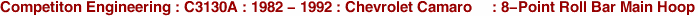 Competiton Engineering : C3130A : 1982 - 1992 : Chevrolet Camaro     : 8-Point Roll Bar Main Hoop