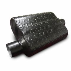 Flowmaster : 943048OR : Inlet : 3.00" side - Outlet : 3.00" Opposite side : Super 44 Series Off-Road Muffler Diamond Plate