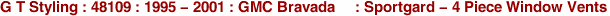 G T Styling : 48109 : 1995 - 2001 : GMC Bravada : Sportgard - 4 Piece Window Vents