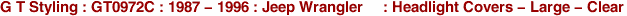 G T Styling : GT0972C : 1987 - 1996 : Jeep Wrangler     : Headlight Covers - Large - Clear
