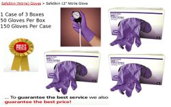(SOLD OUT) 3 Box Case Kimberly-Clark Safeskin 12inch Purple Nitrile Exam Gloves