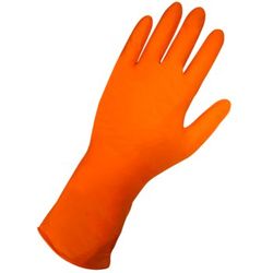 (In-Stock) 6X Orange Nitrile Gloves, 6 Mil Strong, Extended Cuff