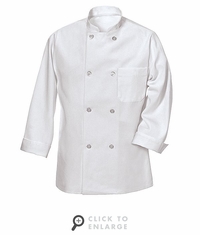 0403WH White Eight Pearl Button Chef Coat