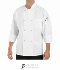 0413WH White Eight Pearl Button Chef Coat