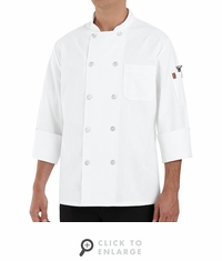0415WH White Ten Pearl Button Chef Coat