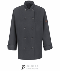 041XCH Women's Charcoal Ten Button Chef Coat with MIMIX and OILBLOK