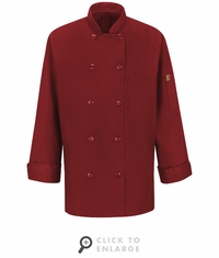 041XFR Women's Fireball Red Ten Button Chef Coat with MIMIX and OILBLOK