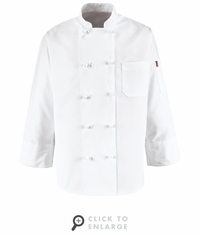 0421WH White Ten Knot-Button Chef Coat