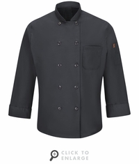 042XCH Men's Charcoal Ten Button Chef Coat with MIMIX and OILBLOK