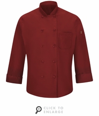 042XFR Men's Fireball Red Ten Button Chef Coat with MIMIX and OILBLOK