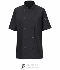 045X Women's Short Sleeve Chef Coat With Oil Blok + Mimix
