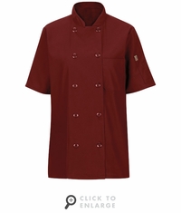 045XFR Women's Fireball Red Short Sleeve Chef Coat With Oil Blok + Mimix