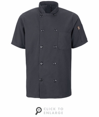 046XCH Men's Charcoal Short Sleeve Chef Coat With Oil Blok + Mimix