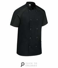 051WBK Women's  Airlfow Raglan Black Chef Coat With Oilblock